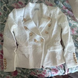 Women’s white blazer with gold details. BLACK FRIDAY SALE
